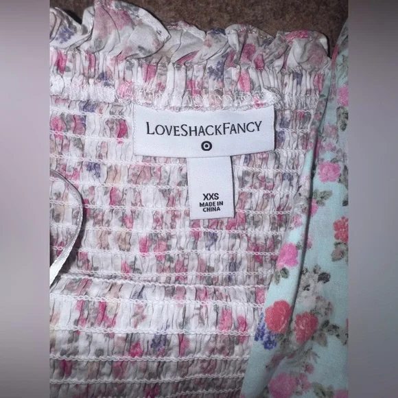 LoveShackFancy x Target Adeline Floral Print Smocked Tiered Mini Dress size XXS - Picture 9 of 12